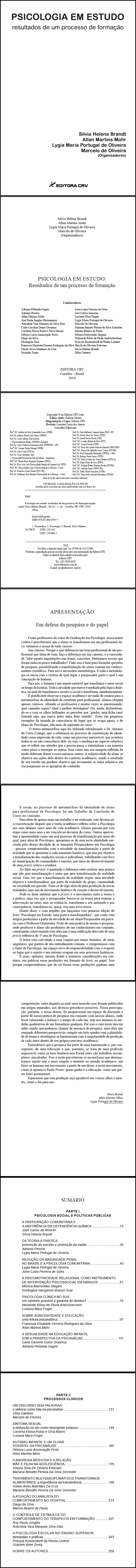 PSICOLOGIA EM ESTUDO:<br>resultados de um processo de formação